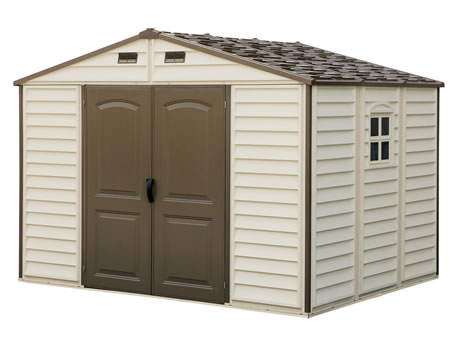 DuraMax 10x8 Woodside Vinyl Backyard Storage Shed DuraMax 10x8 Woodside Vinyl Backyard Storage Shed