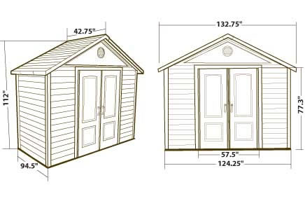 Lifetime 11x3.5 Garden Shed Dimensions