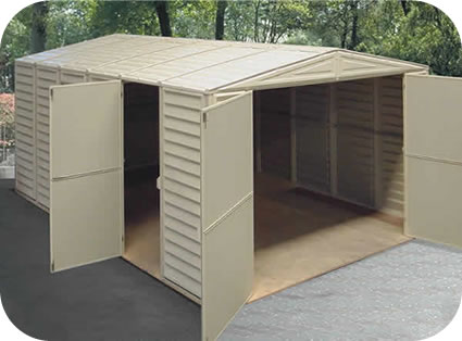 DuraMax 10x18 Vinyl Garage Storage Shed w/ Floor Kit (01116)