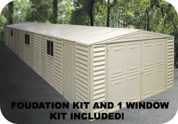 DuraMax 10x29 Vinyl Storage Garage w/ Foundation Kit