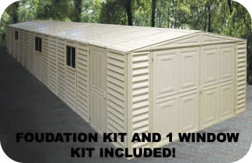 DuraMax 10x31 Vinyl Storage Garage w/ Foundation Kit