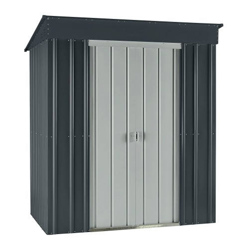 Globel 4x6 Skillion Metal Shed Kit - Gray and Silver Globel 4x6 Skillion Metal Shed Kit - Gray and Silver