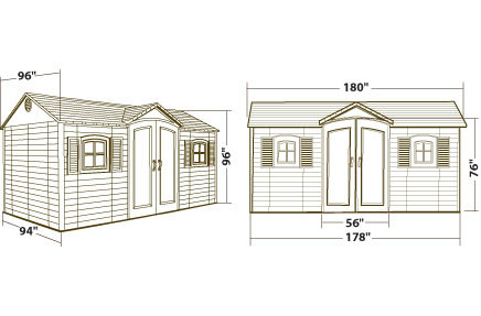 Lifetime 15x8 Plastic Outdoor Storage Shed 6446 Dimensions