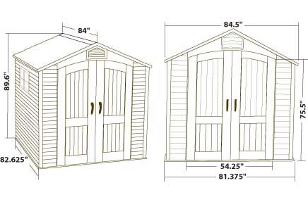 Lifetime 7ft Plastic Outdoor Storage Shed 60042 Dimensions