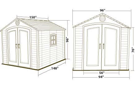 Lifetime 8x12 Plastic Outdoor Storage Shed 6402 Dimensions
