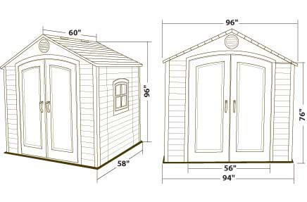 Lifetime 8x5 Plastic Outdoor Storage Shed 6016 Dimensions