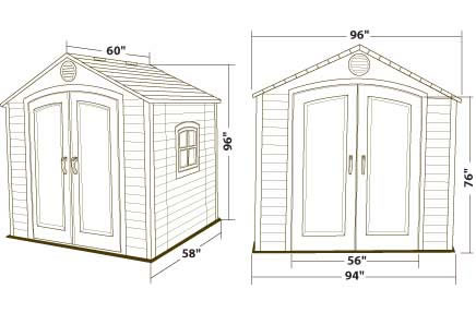 Lifetime 8 x 5 Plastic Outdoor Storage Shed Dimensions