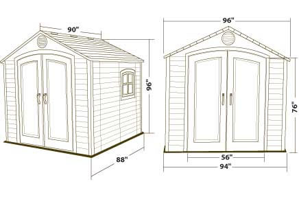 Lifetime 8x7 Plastic Outdoor Storage Shed 6411 Dimensions